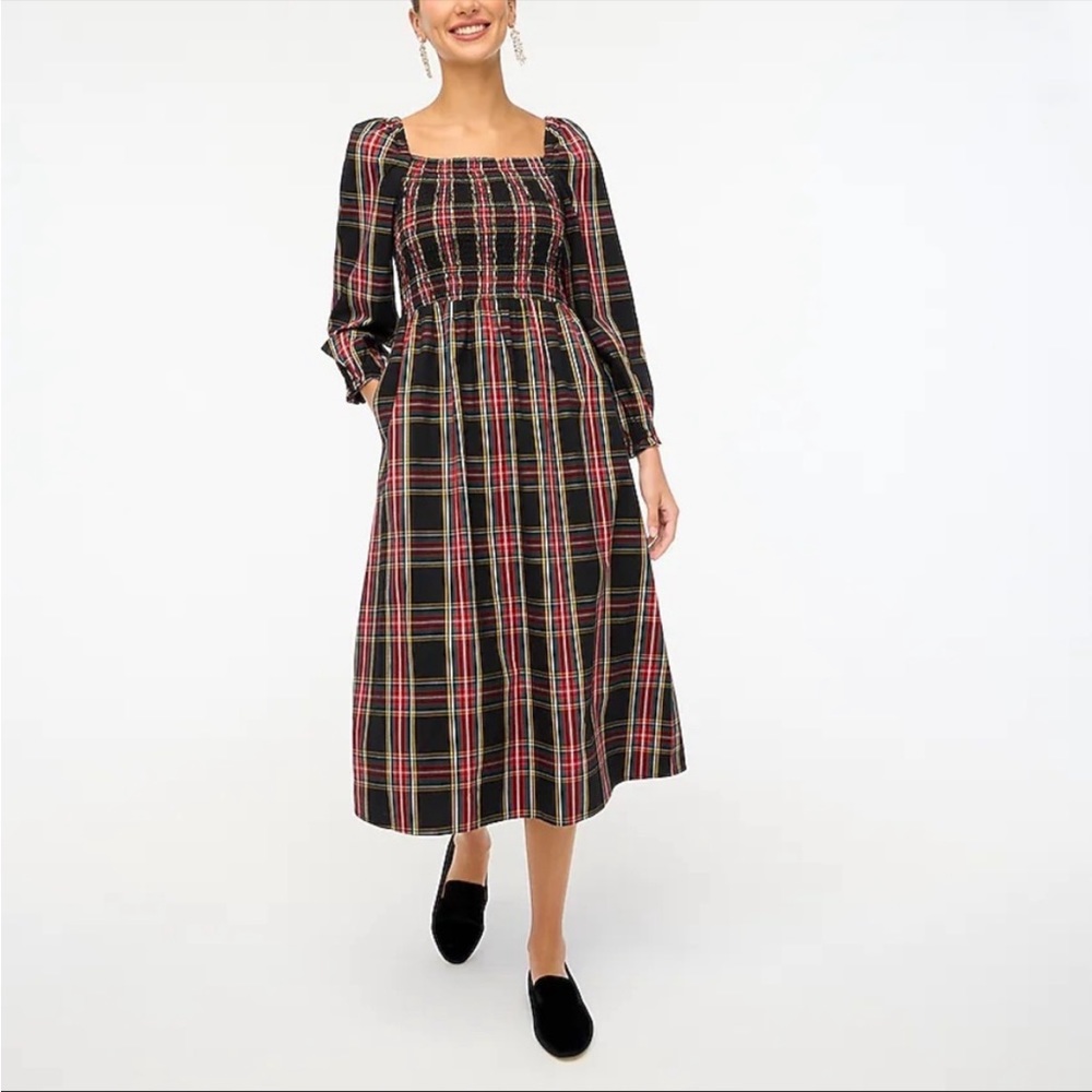 J. Crew Poplin Smocked Midi Dress